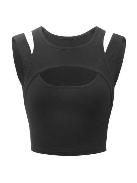 

romwe street life asymmetric neck cut out tank 79hs#, White