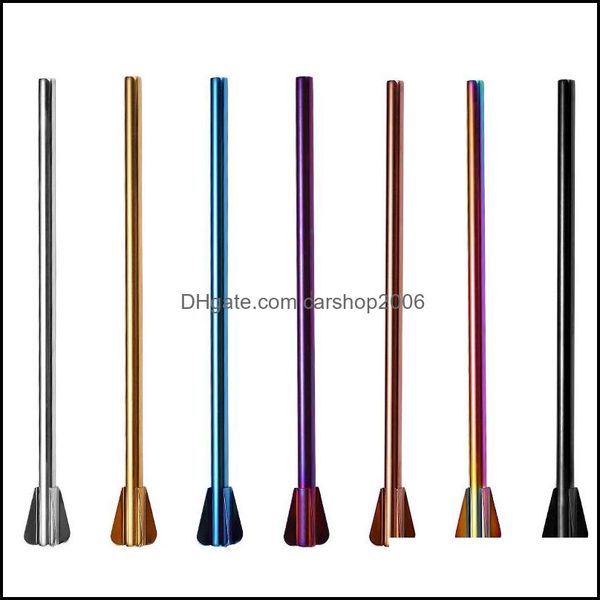 Drinking Sts Bicchieri Cucina Sala da pranzo Bar Giardino di casa Nuovo arrivo 8 mm in acciaio inossidabile Colorf Tè al latte Riutilizzabile Drink St Stir Stick Cocktail