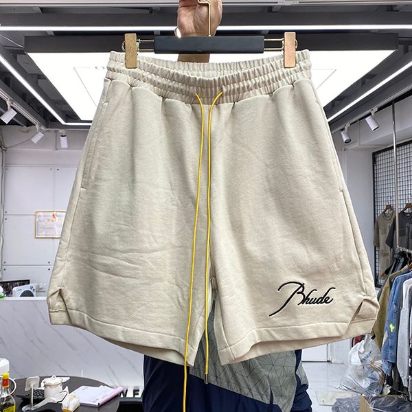 

green shorts jogger men elastic waist letter embroidery running baggy skateboard short pants, White;black