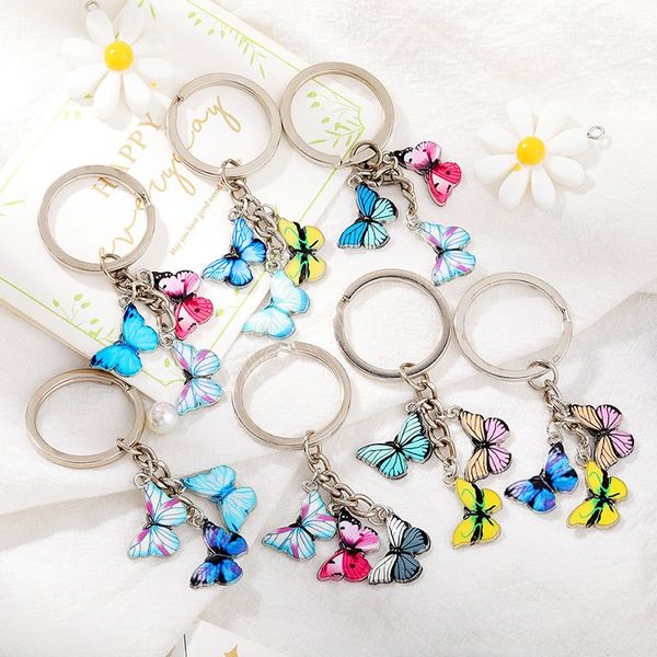 Moda colorida Butterfly Keychain Insets Chave de carro Chavejante para mulheres acessórios de bolsa de joalheria presentes