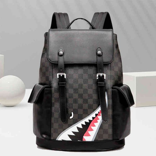 

handbags bags chao brand men's backpack 2022 fashion trend korean leisure large capacity student schoolbag, Black;red
