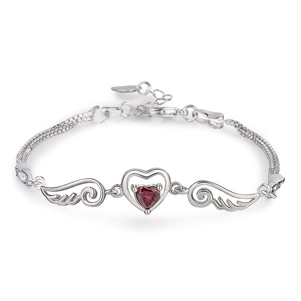 Bracciale cuore Zircone pietra Angelo cavo Ali bracciali gioielli moda viola bianco classico Regalo romantico per gli amanti delle feste estive