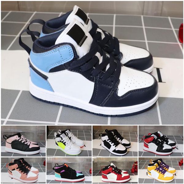 

2021 boys girls basketball baby fashion shoes pink khaled wolf cement 1 kids sneakers size 26-35243m, Black