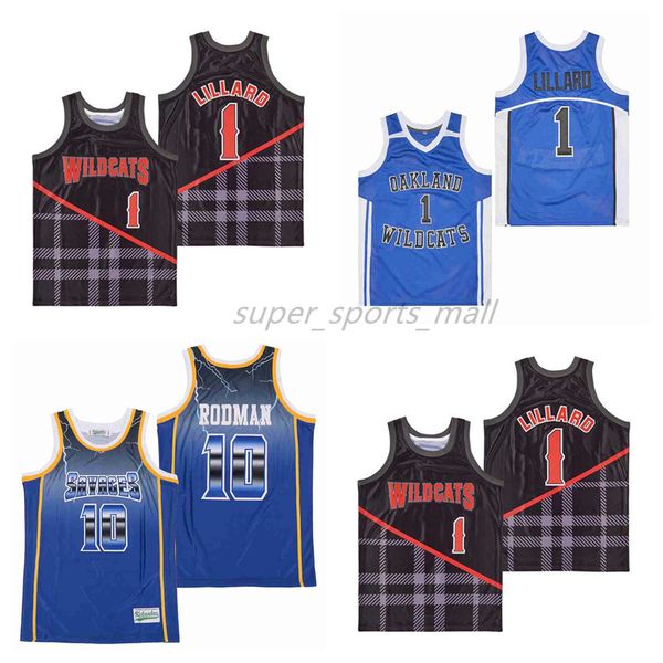 

movie basketball jerseys damian lillard 1# rodman #10 high school city jersey, Black;red