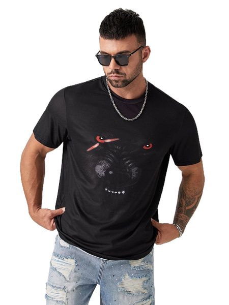

extended sizes men wolf print tee j5jn#, White;black