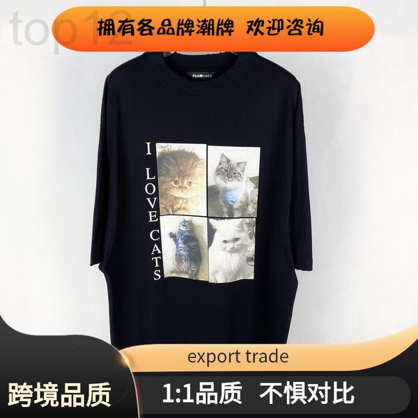 

men's t-shirts designer high version of paris b family dog short sleeve t-shirt for men and women with the same style, file mouth is wo, White;black