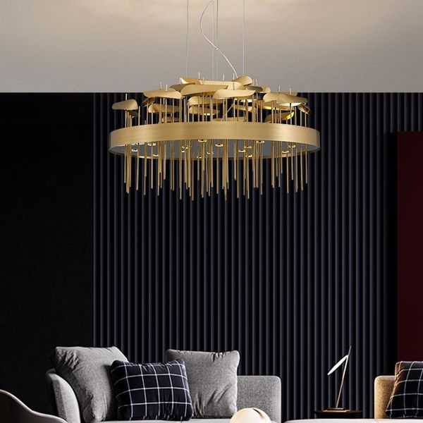 Lâmpadas pendentes Modern Creative Light Luxury Sand Table Wind Chime Candelier Sala de estar para jantar Tea