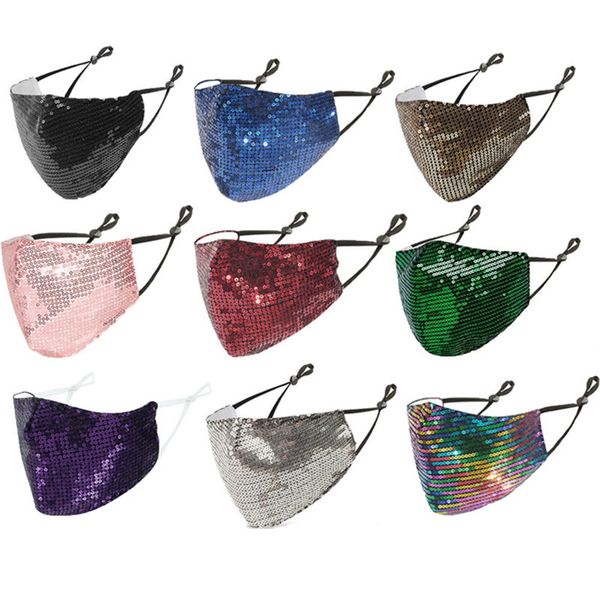 

reusable cloth face masks sequin masks with adjustable ear loops