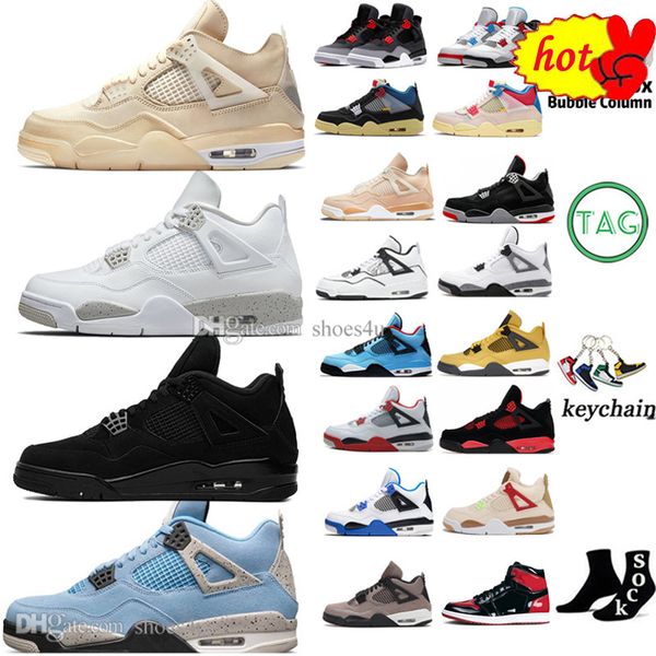 

sail black cat oreo 4 4s basketball shoes university blue fire red thunder white cement bred taupe haze military green metallic men sports