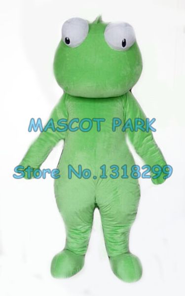 Mascote boneca traje selvagem verde cabrite lagarto mascote traje desenho animado rã dinossauro tema anime carnaval fantasia vestido trajes navio livre