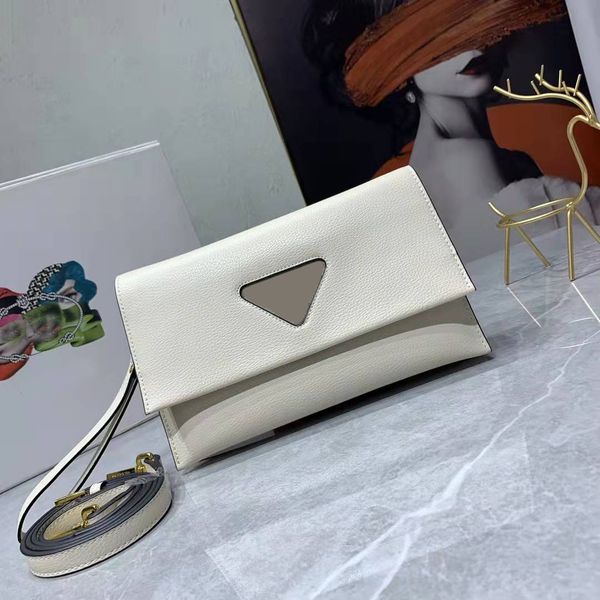 

geenuine leather fashion prad leather bag flip one-shoulder messenger bags stripe shoulder strap double compartment size 25 16 4cm