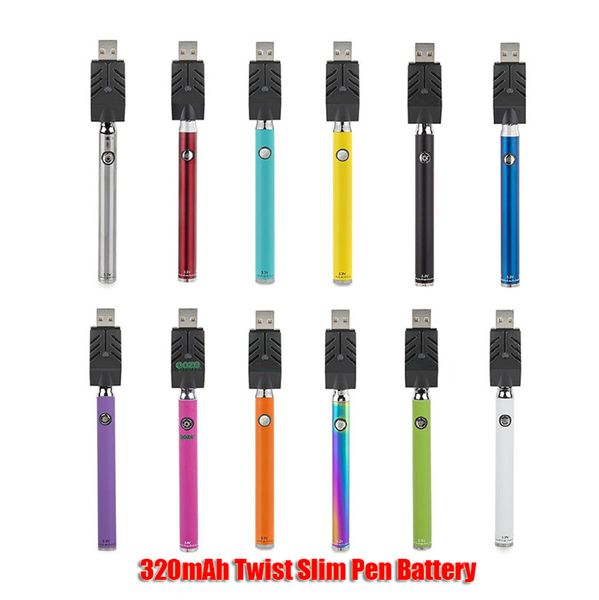 

twist slim preheat 320mah battery charger kit variable voltage bud touch 510 thread vape pen battery cartridge vaporizer