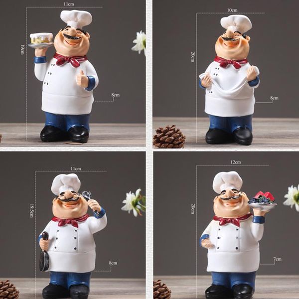 Декоративные предметы фигурки смешные шеф -повар модель мини -статуя статуя статуи смола для ресторанного кафе