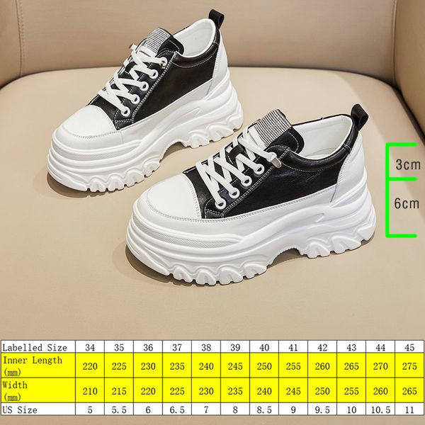 

9cm high heel genuine leather women shoes chunky sneakers wedge platform shoes summer women breathable comfy footwear, Black;yellow