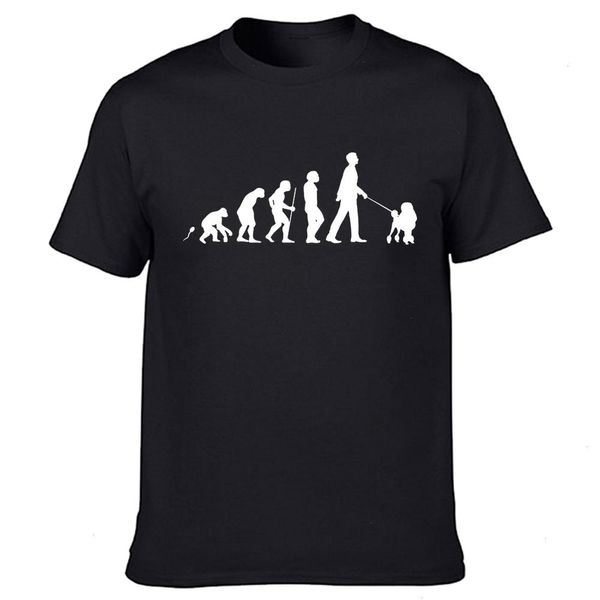 T-shirts engraçadas para cães Poodle Evolution com estampa de algodão Streetwear manga curta com decote em O Harajuku Hip Hop camiseta roupas masculinas