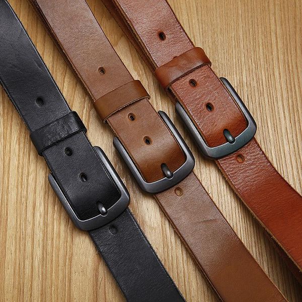 Cintos de couro de couro de lazer de lazer de lazer Jeans Buckle 3.8bells