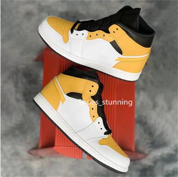 

basketball shoes womens jumpman 1 mid university gold black yellow cultural sneakers outdoor trainers size 36-47