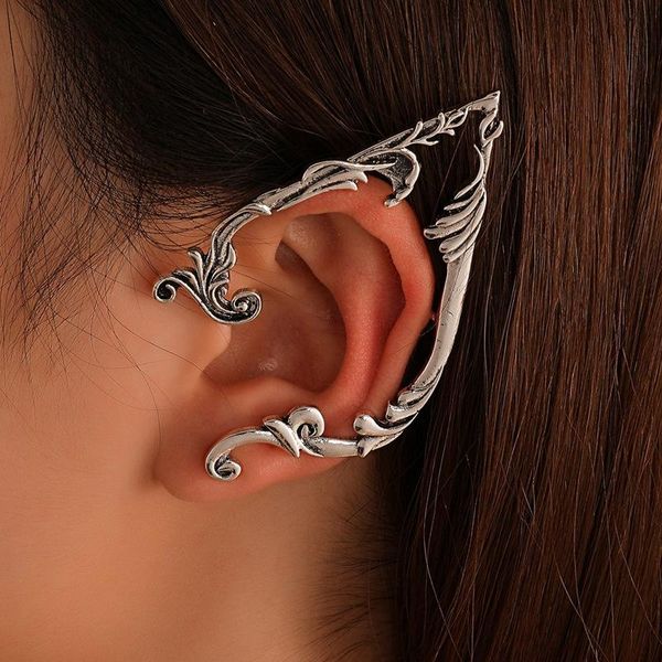 Hoop Huggie 2PCS Gothic Elf Ohr Manschette Nicht Piercing Knorpel Climber Wrap Retro Silber Ohrstecker Punk Hip Hop Clip für FrauenHoop