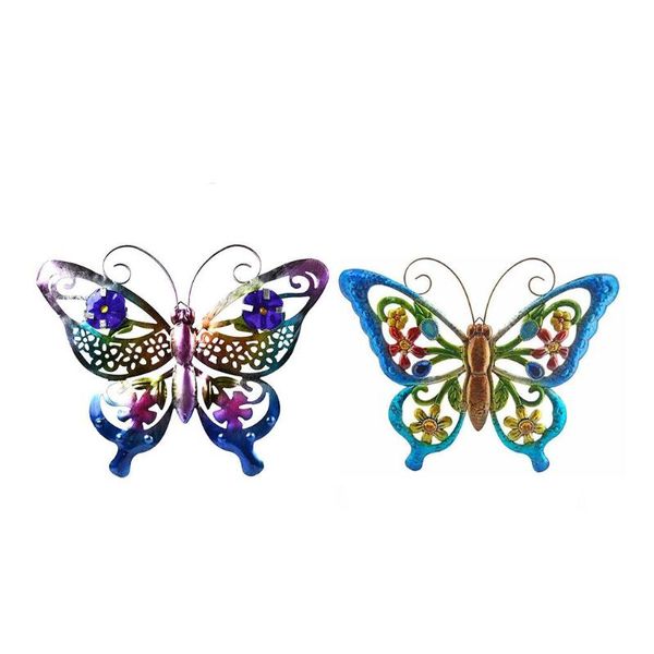 Oggetti decorativi Figurine Farfalla in metallo Artigianato Wall Art Home Decor Scultura sospesa Decorazioni da giardino Recinzione del cortile ButterflyDecor
