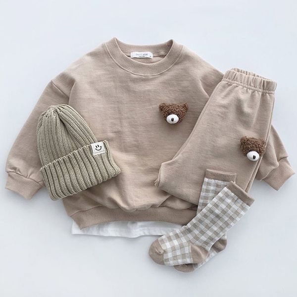 

2 pcs baby boys clothing set long sleeve hooded tracksuit pants children spring boys outfits baby set infantil born 220523, White