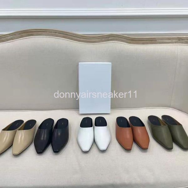 

slippers european spring and summer leather sandals women's thick heel pointed middle baotou cowhide shoes, Black