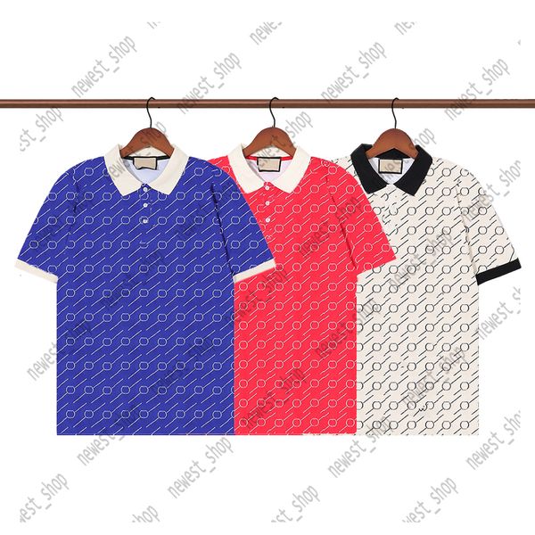 

summer for men designer luxury polo polos t shirts classic logo letter striped turn-down collar red blue patchwork color cotton t-shirt casu, White;black