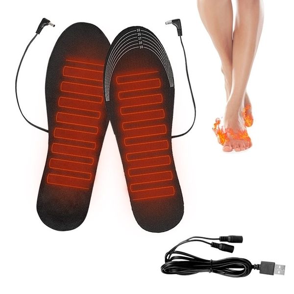 

winter warm usb heated shoe insoles electric foot warming pad feet warmer pad outdoor sports heating insoles washable inserts 210402, White;pink