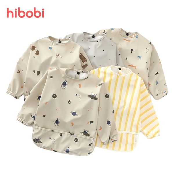 

baby long sleeved bib children toddler bibs art crafts waterproof mealtime protection washable easy clean smock for kid 220617