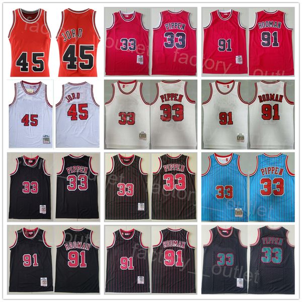 

men mitchell and ness basketball retro dennis rodman vintage jersey 91 scottie pippen 33 michael 45 stripe black red white blue all stitched