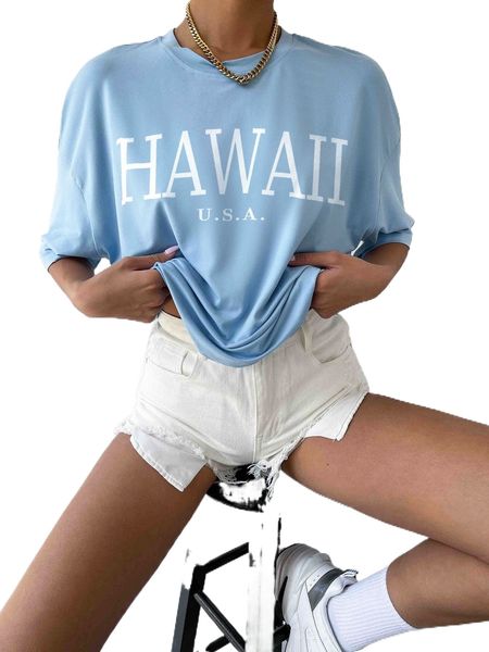 

letter graphic drop shoulder oversized tee 8765#, White