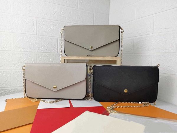 

latest leather chain wallets 3 in one multi pochette bag gradient flower 6 colors lady fashion crossbody handbag mini package