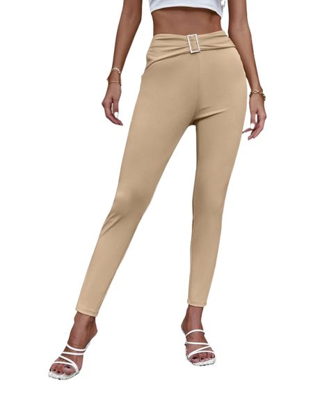 

high waist rhinestone detail leggings y5he#, White;black