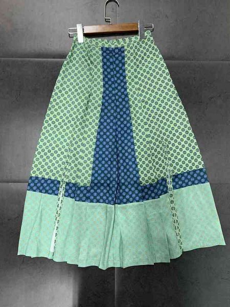 

skirts french s family printing light luxury texture temperament pleated front split color ding matching skirt medium length, Black