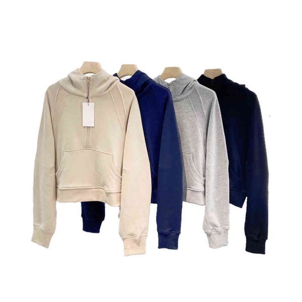 

2022 women's jackets yoga wear scuba half zipper hoodie hoodies & sweatshirts,no version quality, Black;brown