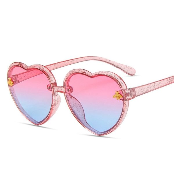 Mode Marke Herz Kinder Sonnenbrille Kinder Retro Nette Rosa Cartoon Sonnenbrille Rahmen Mädchen Jungen Baby UV400 Brillen 220705gx