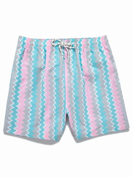 

romwe guys chevron drawstring shorts k0us#, White;black