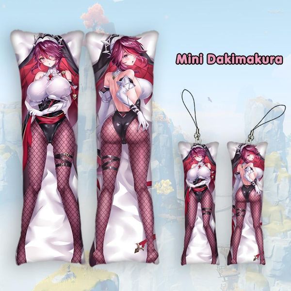 Keychains genshin Impact Rosaria Dakimakura Keychain Acessórios de anime Peachskin Pillow -chave de anel de anel Pingente otaku presente