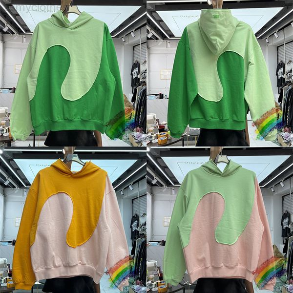 ERL Vintage Swirl Hoodie Männer Frauen Top Version Unregelmäßige Patchwork Fleece Sweatshirts Pullover 0811