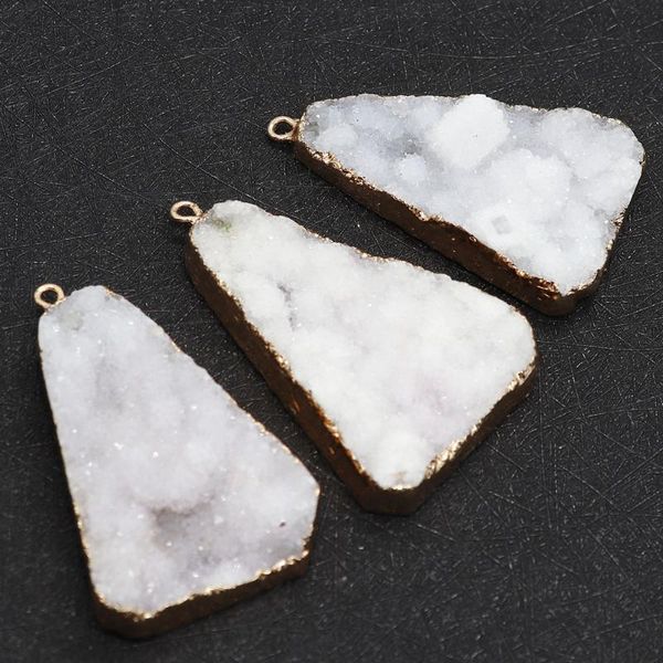 Anhänger Halsketten Natürliche Kristall Dreieck Kupfer Verkleidet Pyramide Weiß Schmuck Damen Casual Herstellung Halskette DIYPendant