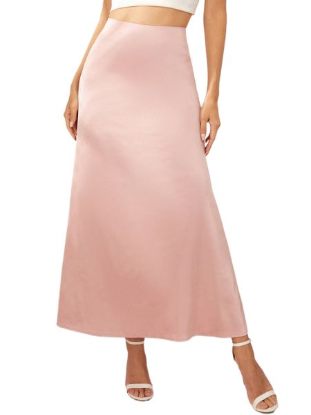 

club zipper side solid satin skirt h571#, Black