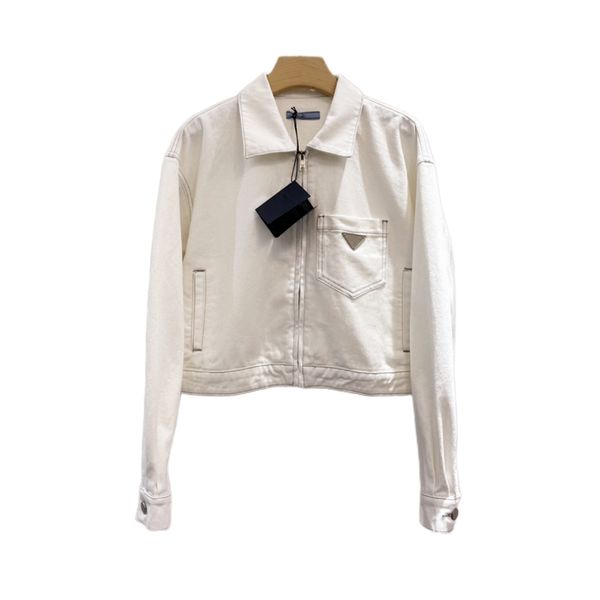 

milanese style men's women's white denim jacket designers denim high waist cropped coat trendy luxury letters metal geometry appli, Black;brown