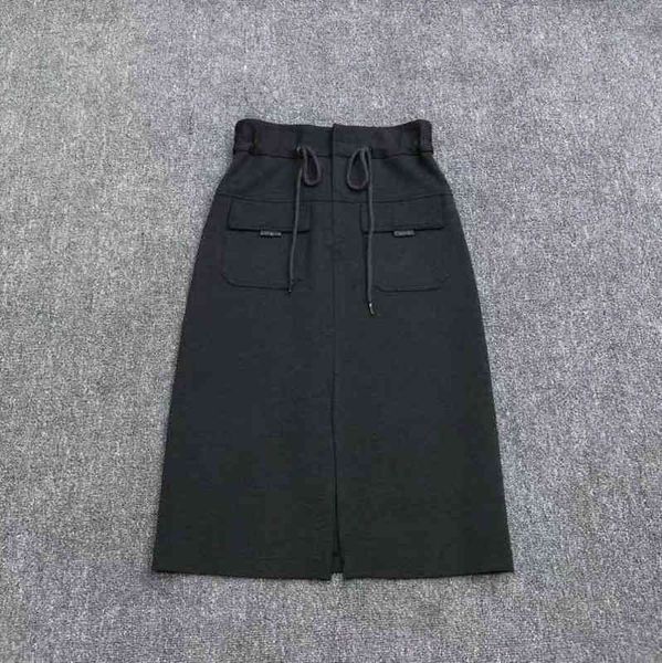 

skirts bc women's tooling style h-shaped hip wrap skirt slit drawcord early autumn, Black