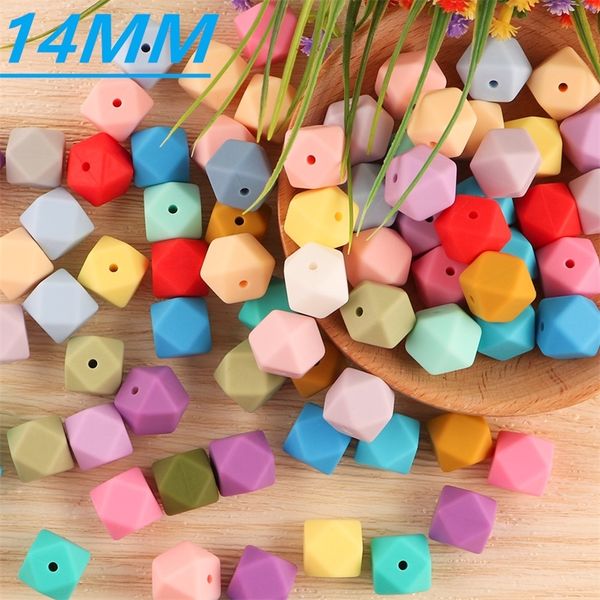 Kovict 14 -миллиметровый шестигран 100/200/500 Силиконовые бусины для Diy Baby Pacifier Chain BPA Бесплатное прорезывание зубов детские аксессуары 220507