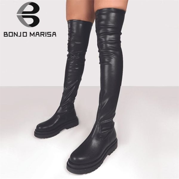 

brand platform chunky heel zipper ladies thigh high fashion comfy black design casual over the knee boots for women 220720