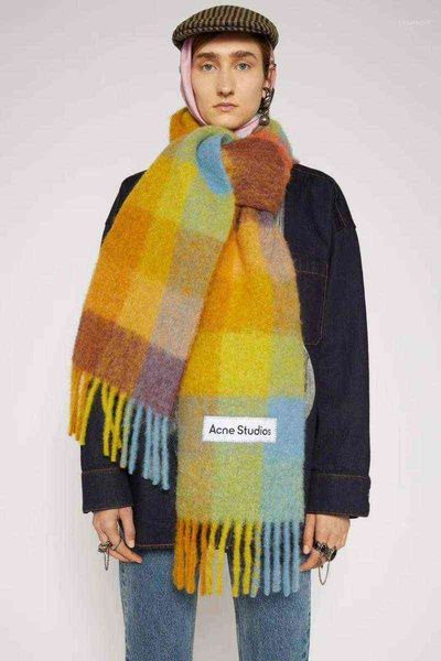

scarves 2021 autumn and winter multicolor thickened plaid women's scarf ac the same length warm shawl for men scarves1 2022, Blue;gray