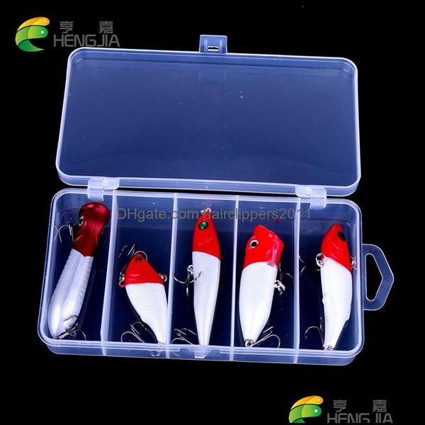

baits lures fishing sports outdoors 5pc/lot boxed red bait kit mixed vib popper pencil crankbait lure with hook isca artificial fish set p