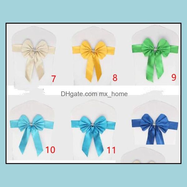 Cadeira de faixas Ers T￪xteis caseiros Jardim spandex casamento atacado Bow Bowknot Chiffon Willow Elastic er Organza Cadeiras de faixa