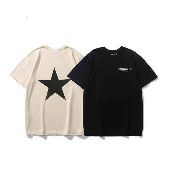 

men's t-shirts fog pentagram essentials double line trend loose high street half sleeve men's and women's short sleeve t-shir, White;black