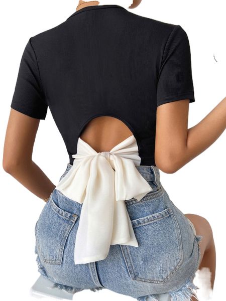 

tie back rib knit q6qp#, White