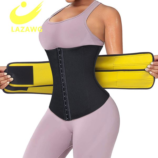 

lazawg corset waist trainer for women sauna fajas reductoras colombianas sweat belt fitness slimming weight loss trimmer 220817